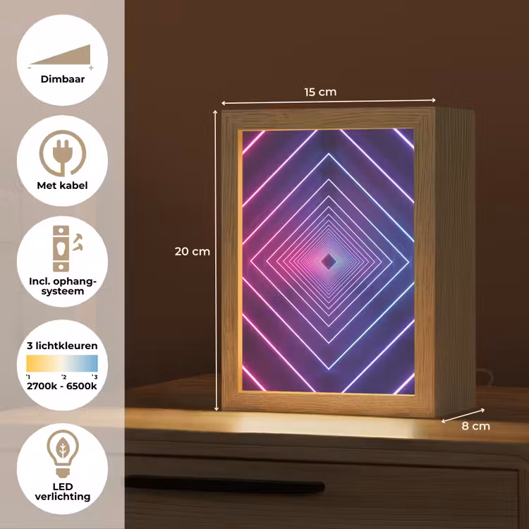 Driedimensionaal - Tunnel - Ruimte Light Box met kabel (Tafellamp) klein -USP_NL