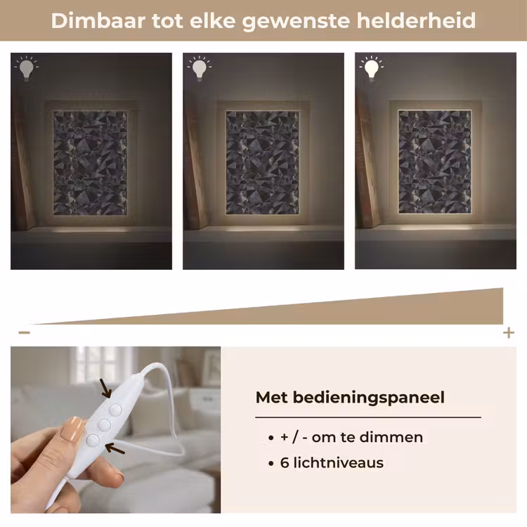 Driehoeken - Abstract - Donker Light Box met kabel (Tafellamp) klein 925 -USP_dimbaarNL