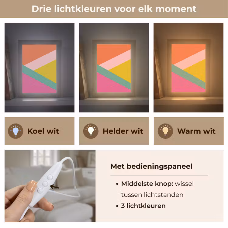Driehoeken - Kleurrijk - Abstract Light Box met kabel (Tafellamp) klein -USP_lichtkleurNL