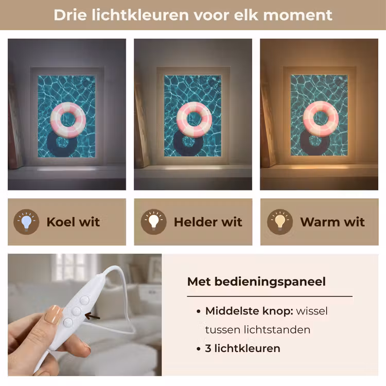 Drijvend - Zwemband - Water Light Box met kabel (Tafellamp) klein -USP_lichtkleurNL