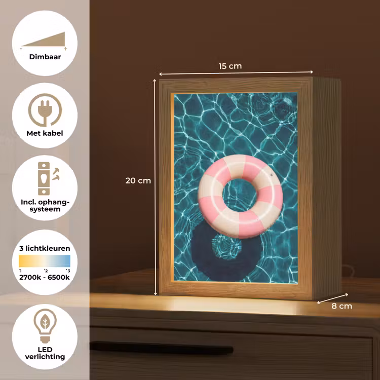 Drijvend - Zwemband - Water Light Box met kabel (Tafellamp) klein -USP_NL
