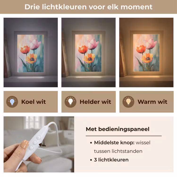 Dromerig - Bloemen - Verfijnde details Light Box met kabel (Tafellamp) klein -USP_lichtkleurNL