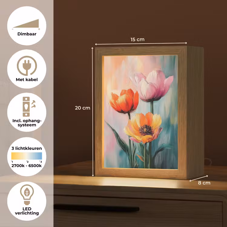 Dromerig - Bloemen - Verfijnde details Light Box met kabel (Tafellamp) klein -USP_NL
