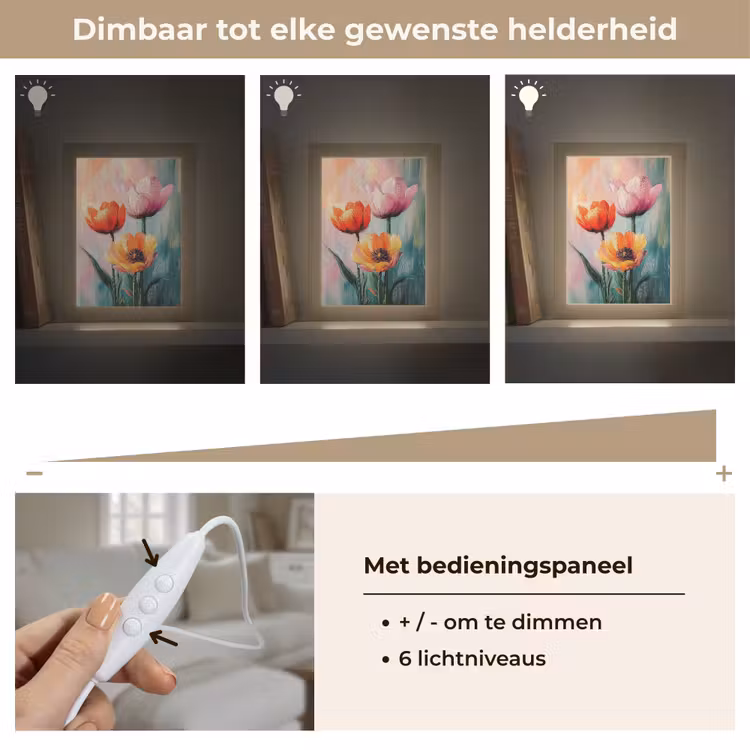 Dromerig - Bloemen - Verfijnde details Light Box met kabel (Tafellamp) klein -USP_dimbaarNL