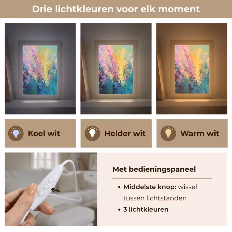 Dromerige - Langgerekte bloemen Light Box met kabel (Tafellamp) klein -USP_lichtkleurNL