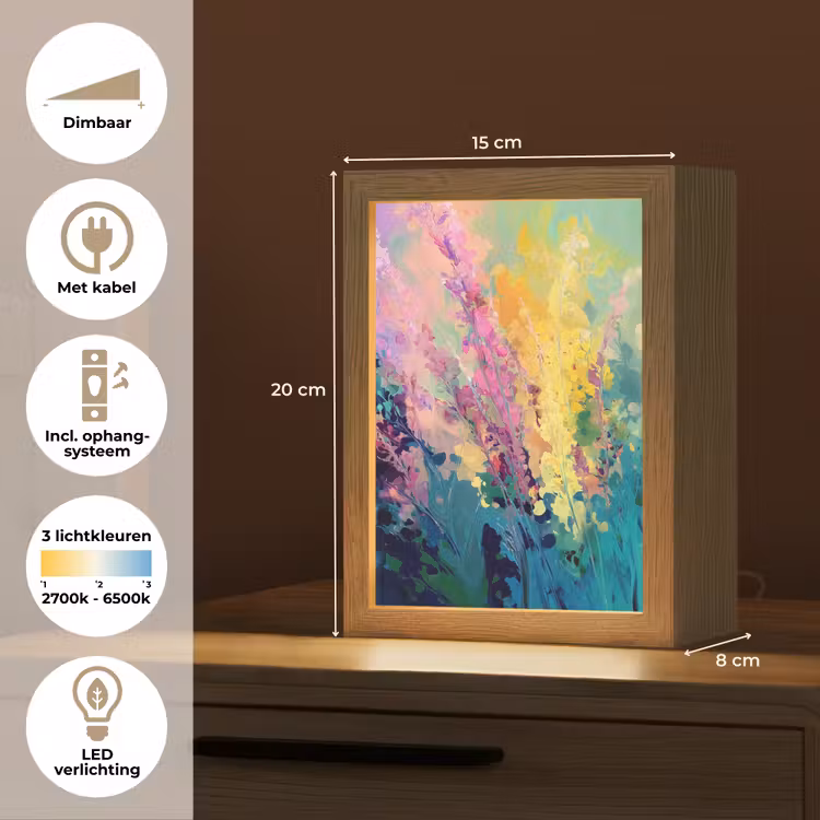 Dromerige - Langgerekte bloemen Light Box met kabel (Tafellamp) klein -USP_NL
