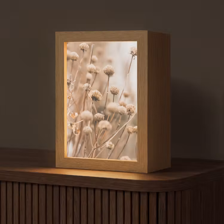 Droogbloemen - Beige - Bloemen - Natuur Light Box met kabel (Tafellamp) klein -z3d_website