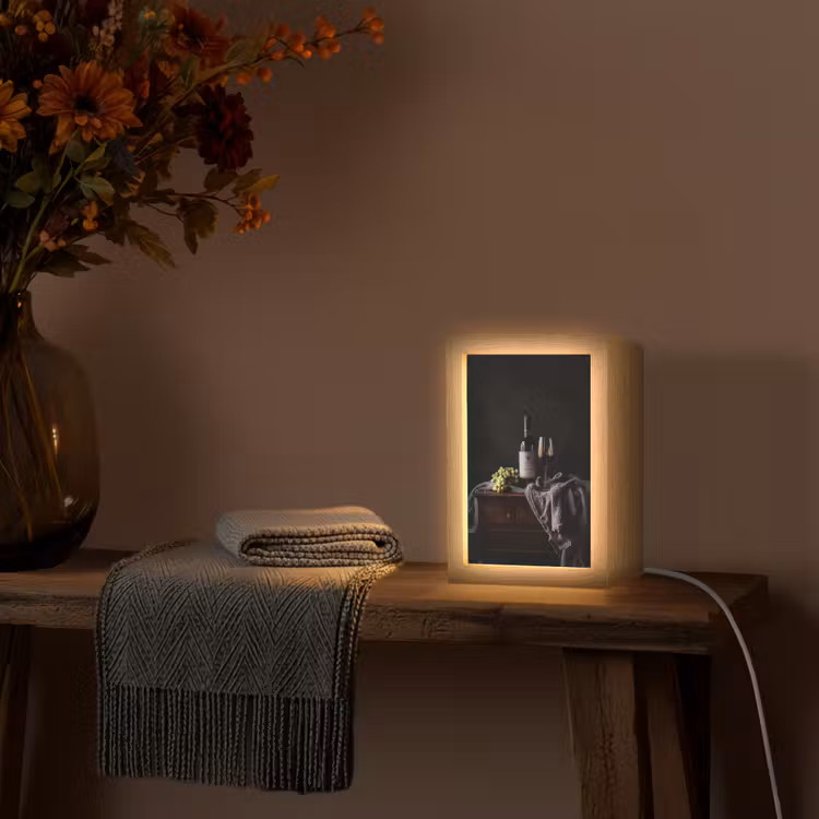 Druiven - Wijn - Rood - Tafel Light Box met kabel (Tafellamp) klein -sfeer4