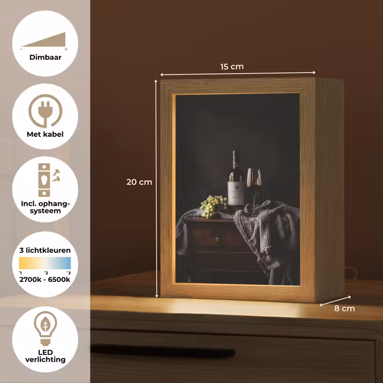 Druiven - Wijn - Rood - Tafel Light Box met kabel (Tafellamp) klein -USP_NL