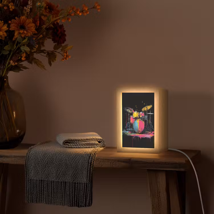 Drumstel - Kleurrijk - Verf - Levendig Light Box met kabel (Tafellamp) klein -sfeer4
