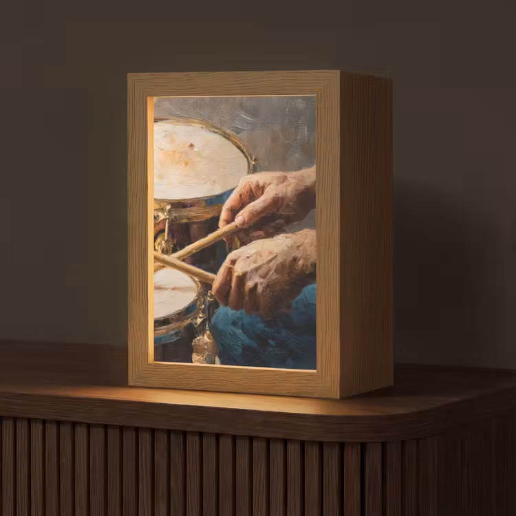 Drumstokken - Olieverf - Man Light Box met kabel (Tafellamp) klein -z3d_website