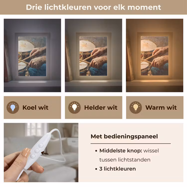 Drumstokken - Olieverf - Man Light Box met kabel (Tafellamp) klein -USP_lichtkleurNL