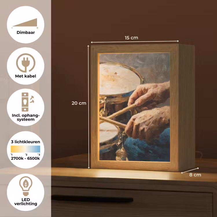 Drumstokken - Olieverf - Man Light Box met kabel (Tafellamp) klein -USP_NL