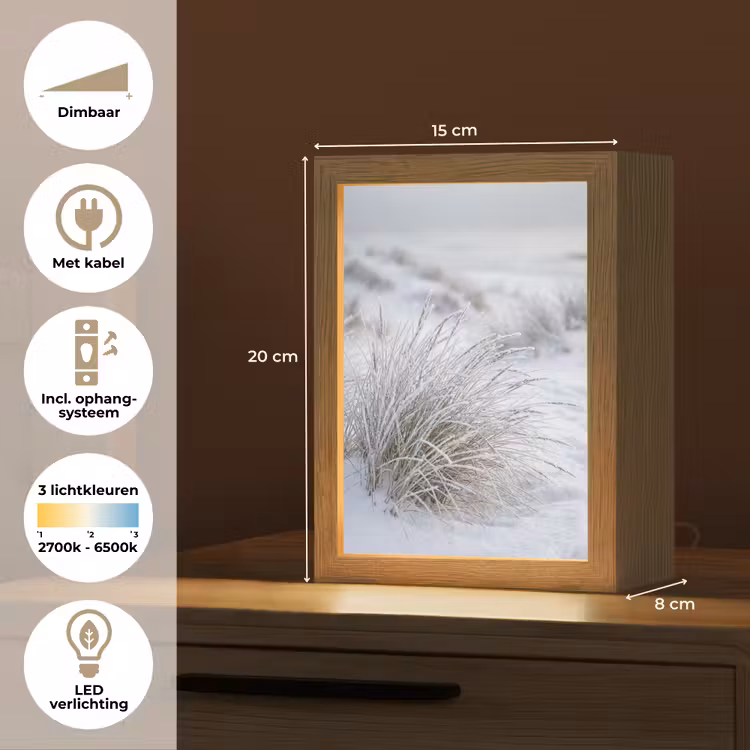 Duinen - Sneeuw - Strand - Winter - Serene Light Box met kabel (Tafellamp) klein -USP_NL