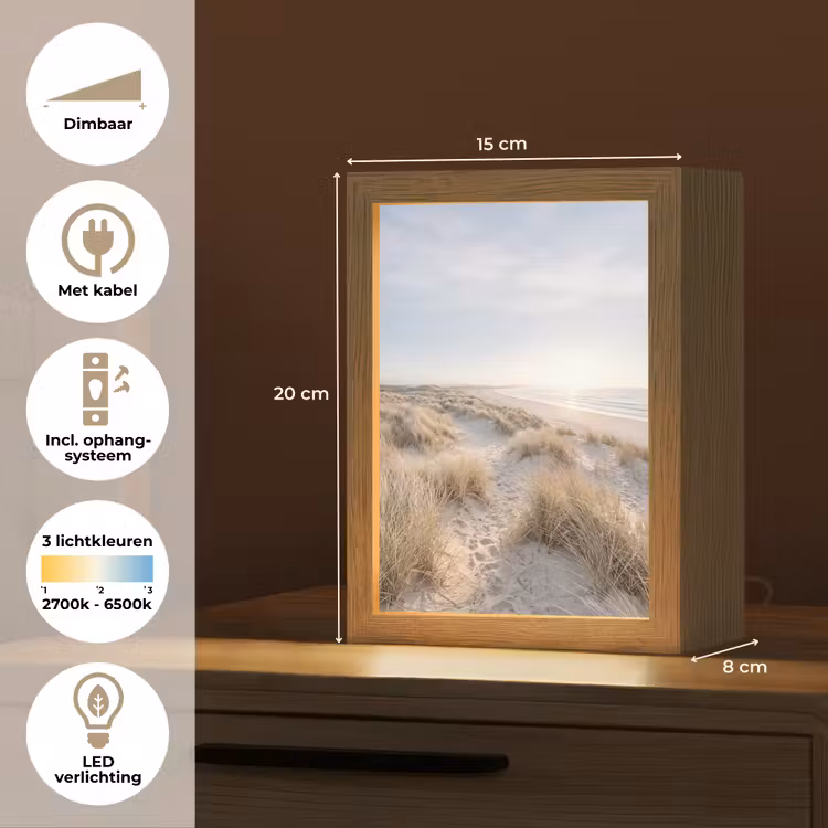 Duinen - Strand - Beige Light Box met kabel (Tafellamp) klein -USP_NL