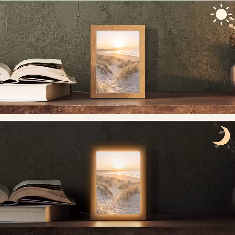 Duinen - Strand - Zee Light Box met kabel (Tafellamp) klein -sfeer3
