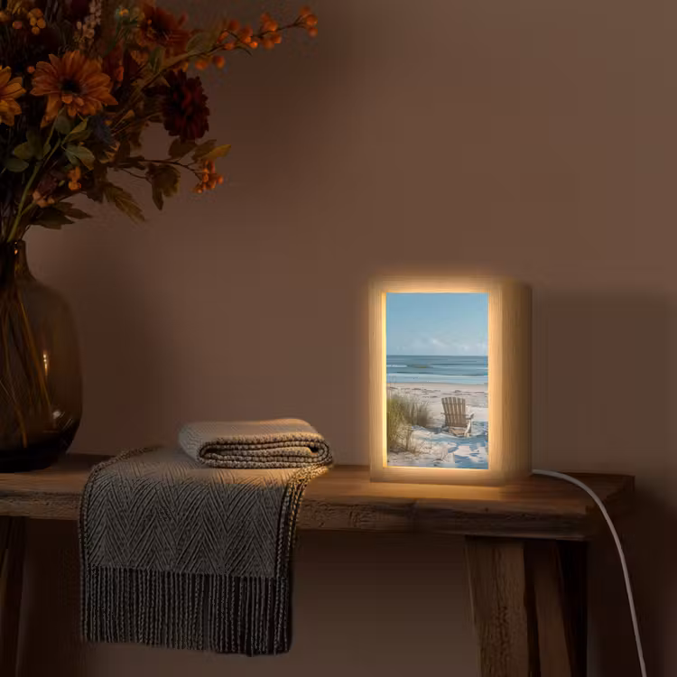 Duinen - Strand - Zee - Zomer Light Box met kabel (Tafellamp) klein -sfeer4