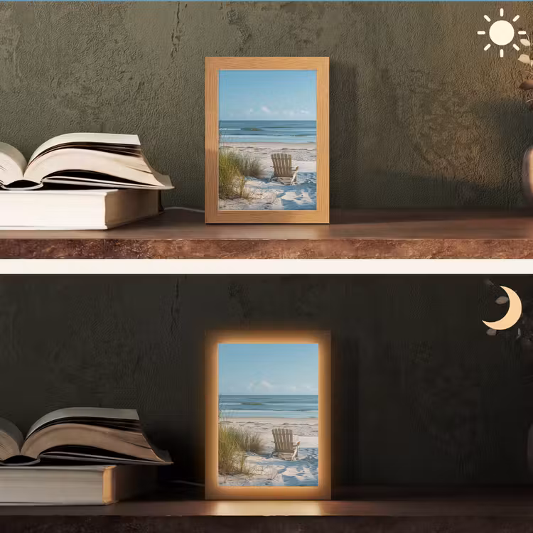 Duinen - Strand - Zee - Zomer Light Box met kabel (Tafellamp) klein -sfeer3