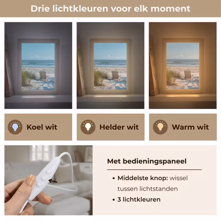 Duinen - Strand - Zee - Zomer Light Box met kabel (Tafellamp) klein -USP_lichtkleurNL