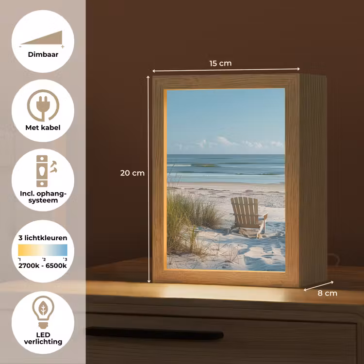 Duinen - Strand - Zee - Zomer Light Box met kabel (Tafellamp) klein -USP_NL