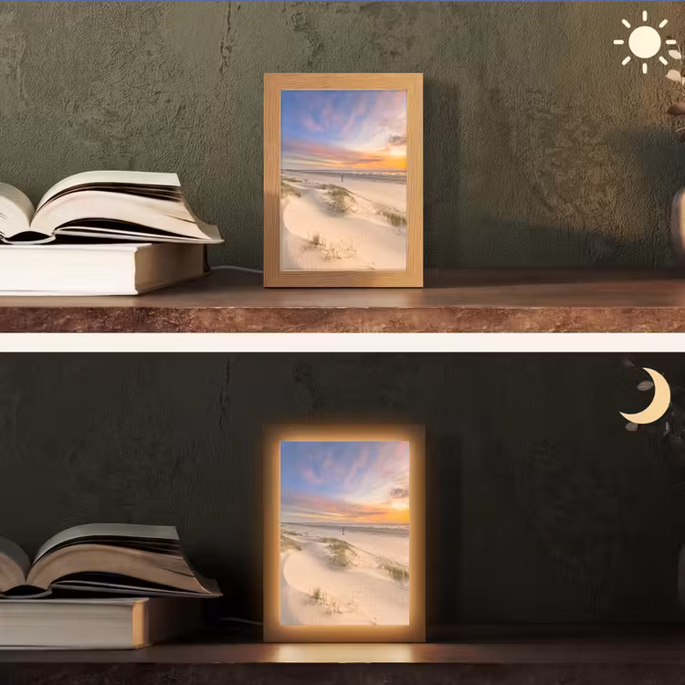 Duinen - Strand - Zonsondergang - Natuur - Zomer Light Box met kabel (Tafellamp) klein -sfeer3
