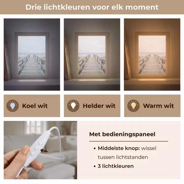 Duinen - Vlonder - Oceaan Light Box met kabel (Tafellamp) klein -USP_lichtkleurNL