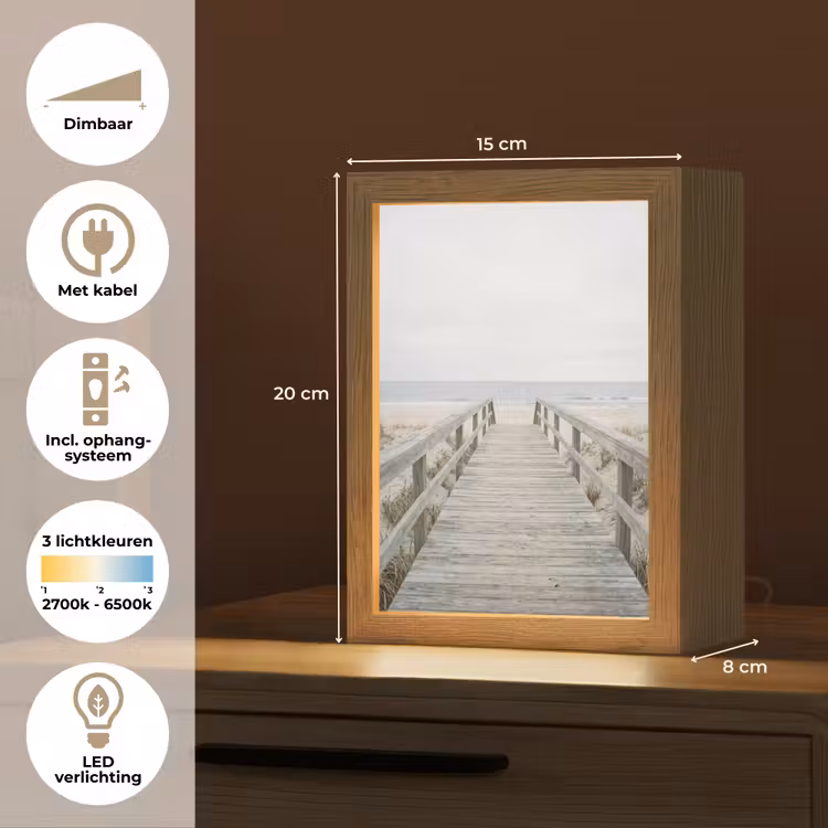 Duinen - Vlonder - Oceaan Light Box met kabel (Tafellamp) klein -USP_NL