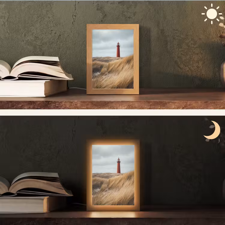 Duinen - Vuurtoren - Rood - Lucht Light Box met kabel (Tafellamp) klein -sfeer3