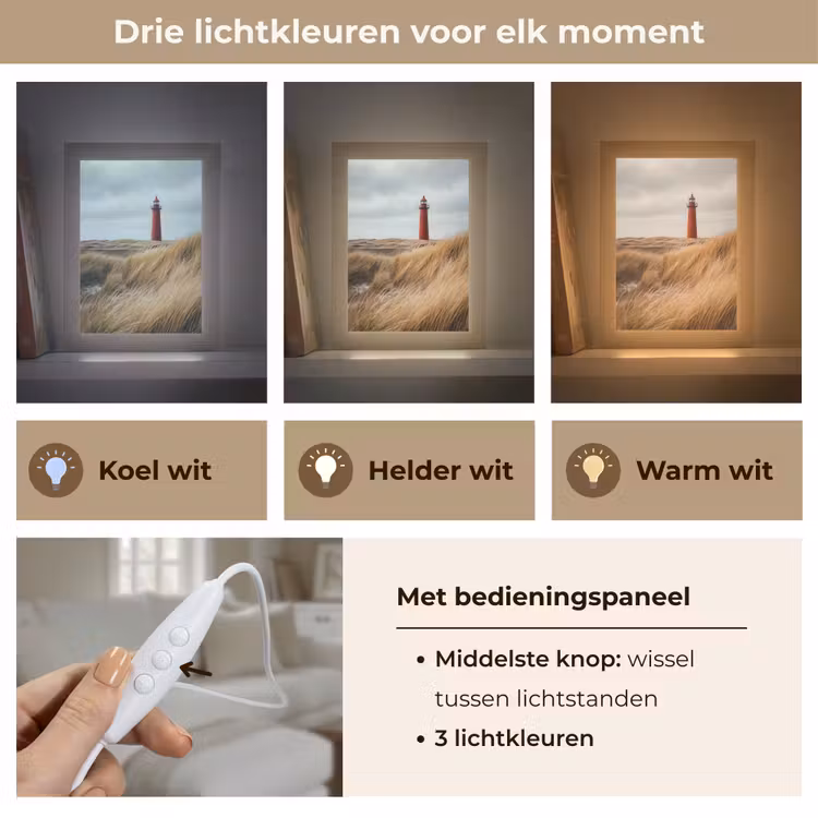 Duinen - Vuurtoren - Rood - Lucht Light Box met kabel (Tafellamp) klein -USP_lichtkleurNL