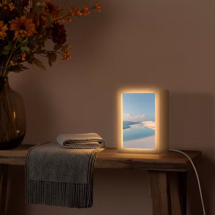 Duinen - Waterplas - Oneindige rust Light Box met kabel (Tafellamp) klein -sfeer4