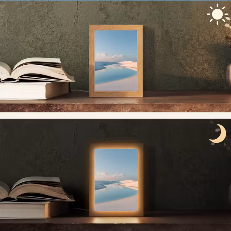 Duinen - Waterplas - Oneindige rust Light Box met kabel (Tafellamp) klein -sfeer3
