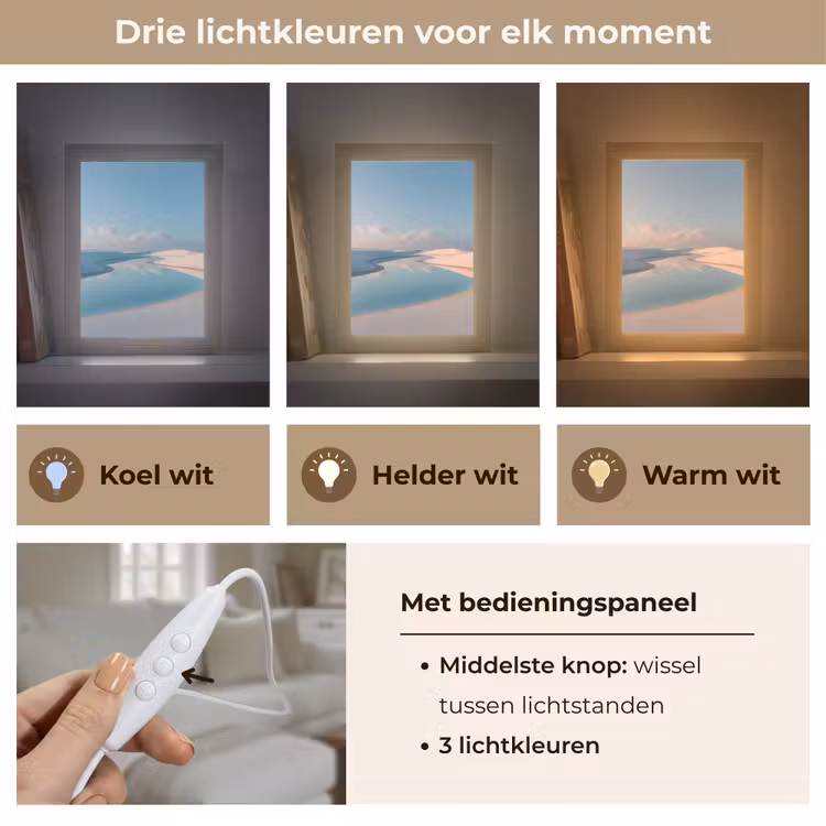 Duinen - Waterplas - Oneindige rust Light Box met kabel (Tafellamp) klein -USP_lichtkleurNL
