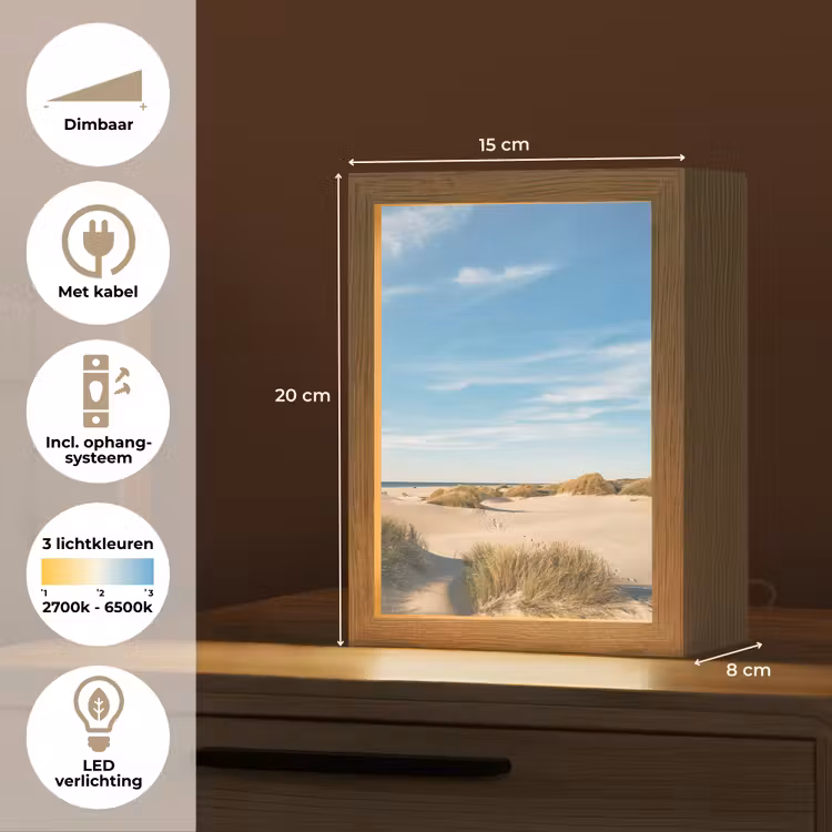 Duinen - Zomer - Landschap - Zee - Strand Light Box met kabel (Tafellamp) klein -USP_NL