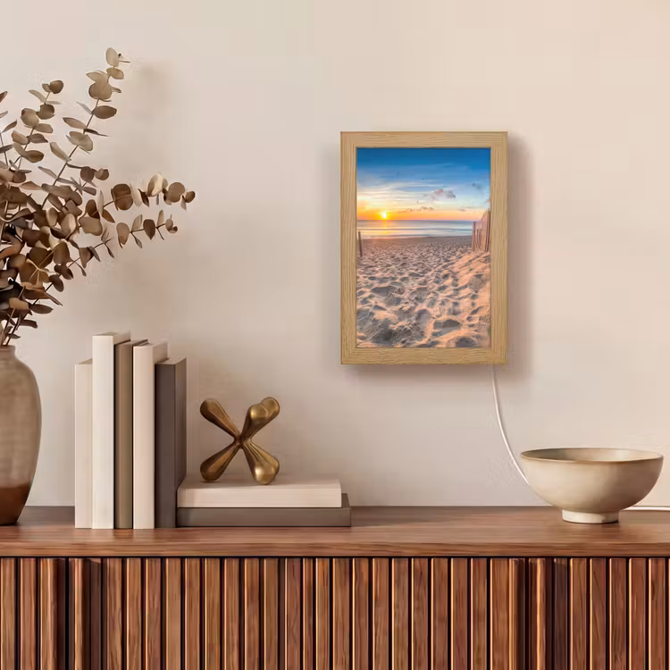 Duinen - Zonsondergang - Strand - Zee - Horizon Light Box met kabel (Tafellamp) klein -sfeer2