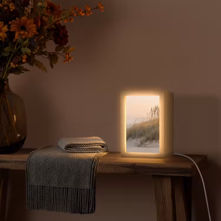 Duinlandschap - Zonsondergang - Strand Light Box met kabel (Tafellamp) klein -sfeer4
