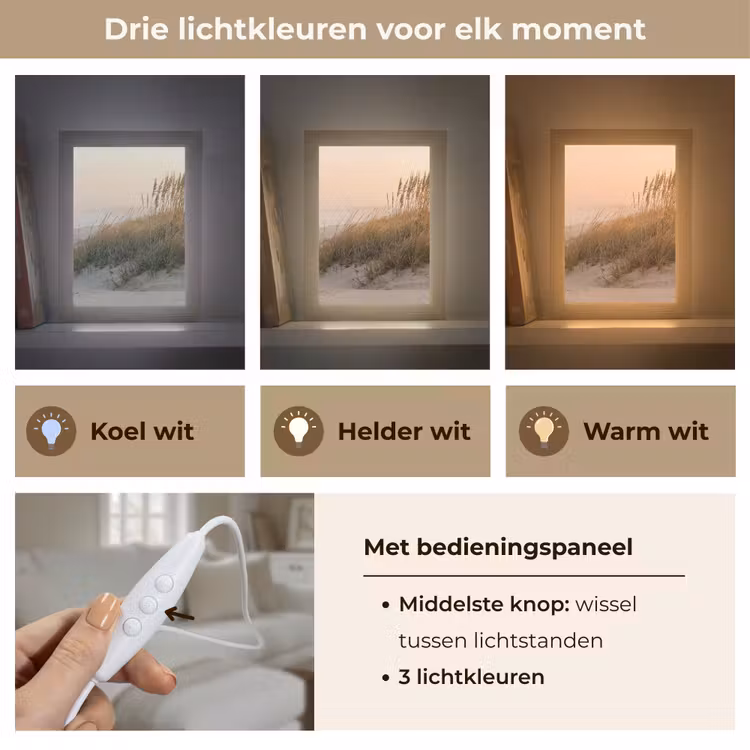 Duinlandschap - Zonsondergang - Strand Light Box met kabel (Tafellamp) klein -USP_lichtkleurNL