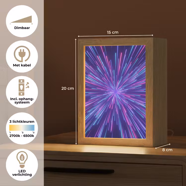 Dynamisch - Ruimte - Kleurrijk Light Box met kabel (Tafellamp) klein -USP_NL