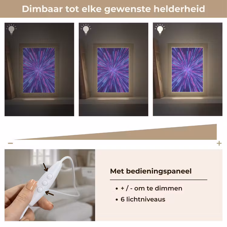 Dynamisch - Ruimte - Kleurrijk Light Box met kabel (Tafellamp) klein -USP_dimbaarNL