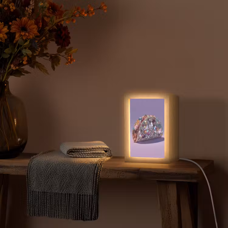 Edelstenen - Glitters - Paars - Kleurrijk Light Box met kabel (Tafellamp) klein -sfeer4