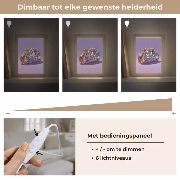 Edelstenen - Glitters - Paars - Kleurrijk Light Box met kabel (Tafellamp) klein -USP_dimbaarNL