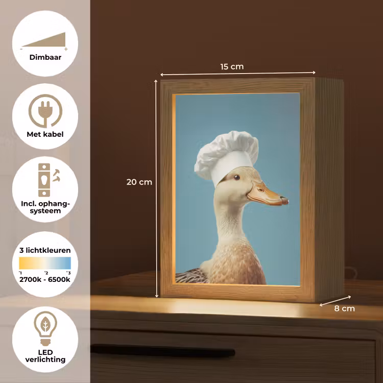 Eend - Koksmuts - Cute - Vogel Light Box met kabel (Tafellamp) klein -USP_NL