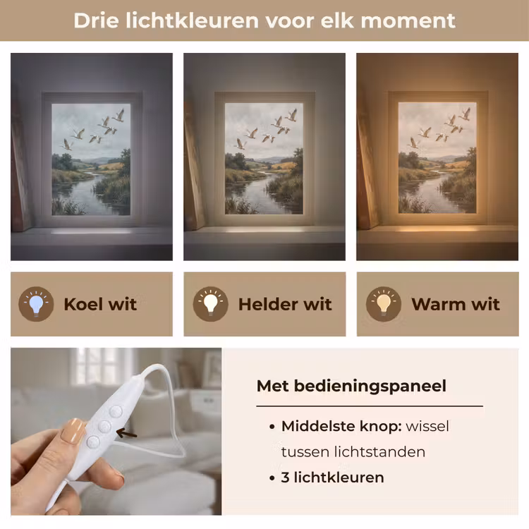 Eenden - Rivier - Landschap - Vlucht - Nostalgisch Light Box met kabel (Tafellamp) klein -USP_lichtkleurNL