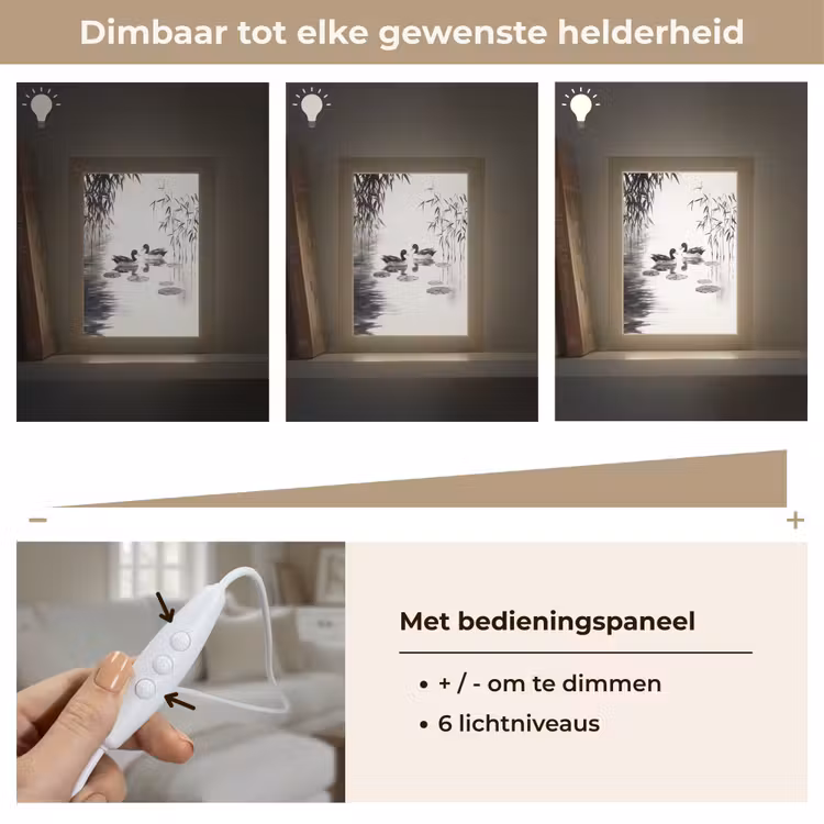 Eenden - Waterlelies - Riet - Zwart Light Box met kabel (Tafellamp) klein -USP_dimbaarNL