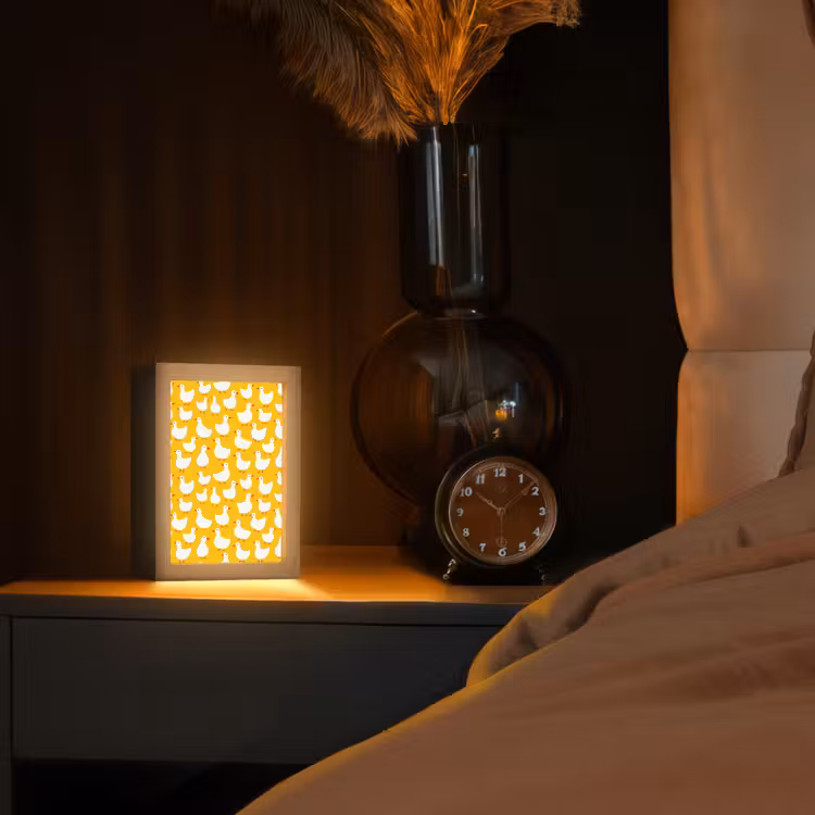 Eendjes - Patroon - Geel Light Box met kabel (Tafellamp) klein 925 -sfeer1