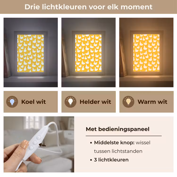 Eendjes - Patroon - Geel Light Box met kabel (Tafellamp) klein 925 -USP_lichtkleurNL