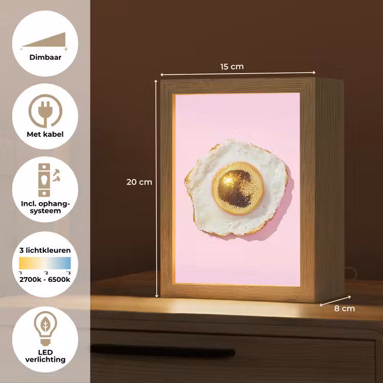 Ei - Disco - Ontbijt - Glitter Light Box met kabel (Tafellamp) klein -USP_NL