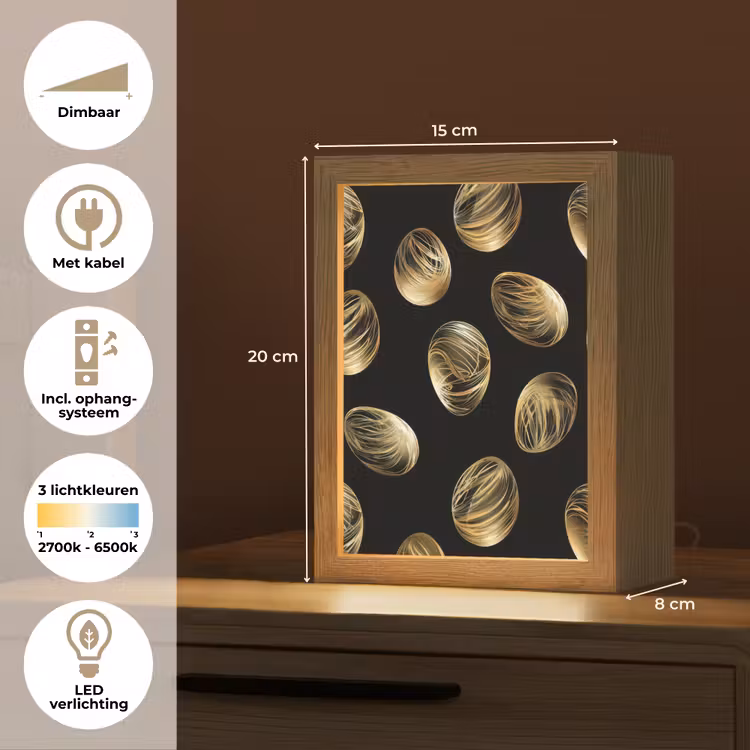 Eieren - Goud - Patroon Light Box met kabel (Tafellamp) klein -USP_NL