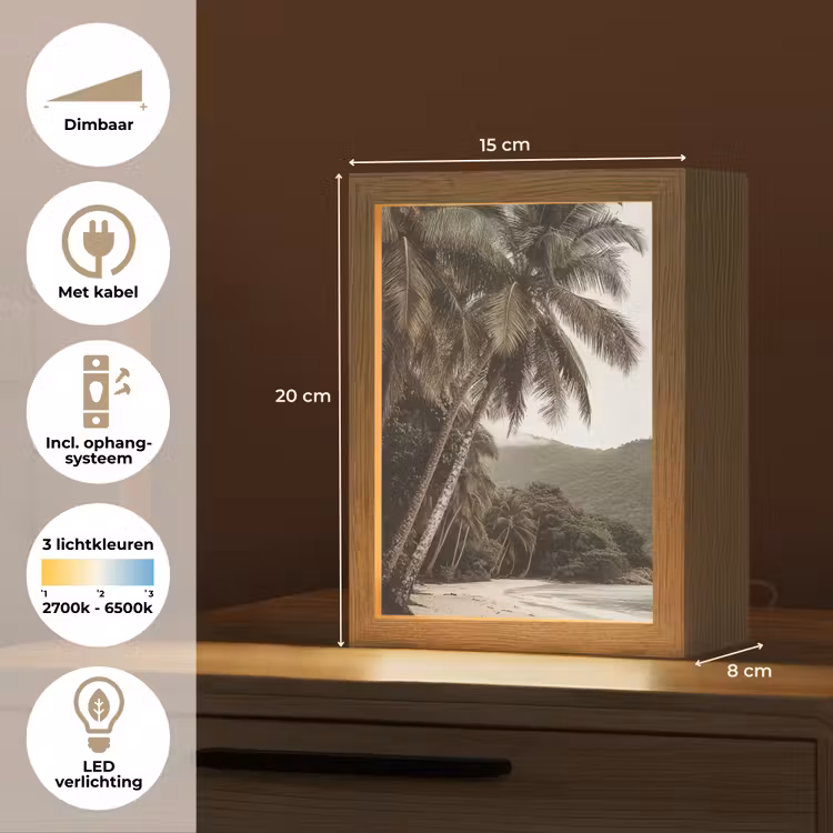 Eiland - Palmboom - Zee Light Box met kabel (Tafellamp) klein -USP_NL