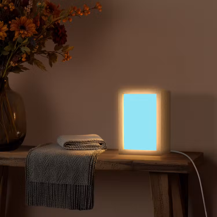 Electric - Cyan - Blauw Light Box met kabel (Tafellamp) klein 925 -sfeer4