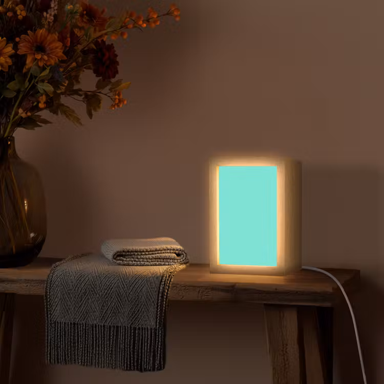 Electric - Cyan - Turkoois Light Box met kabel (Tafellamp) klein 925 -sfeer4